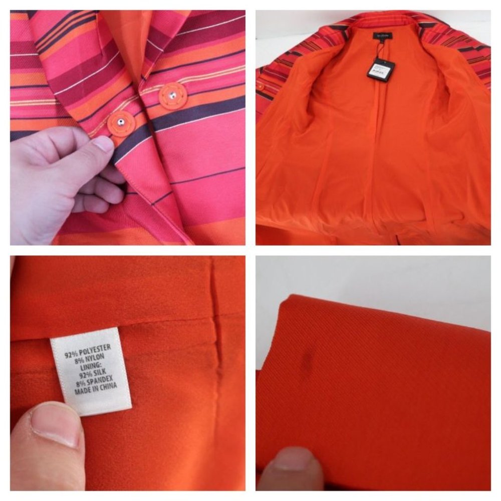 NWT St John coat women's 2 Sienna multi topper jacket jacquard metallic striped - Picture 16 of 16